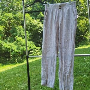 Briggs, Beige/ Tan Straight Leg Linen Pants, Size S